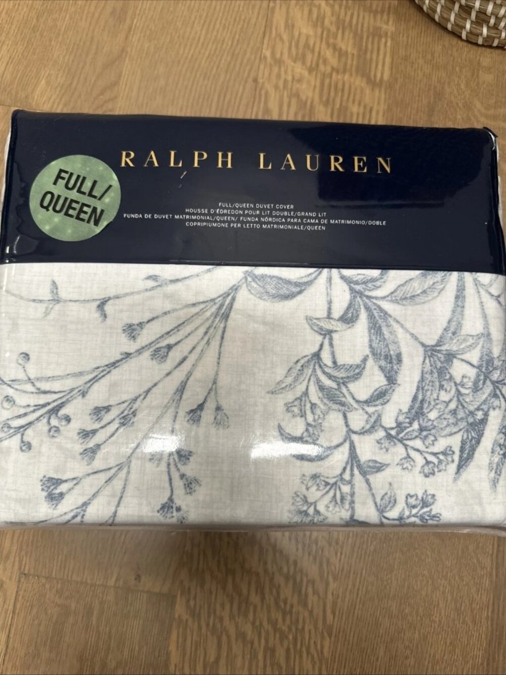 Ralph Lauren Full Queen Duvet Cover Genevieve Blue Floral Cotton Brand New